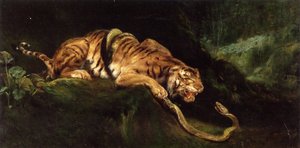 A Tiger Struggling with a Snake by Giulio Aristide Sartorio